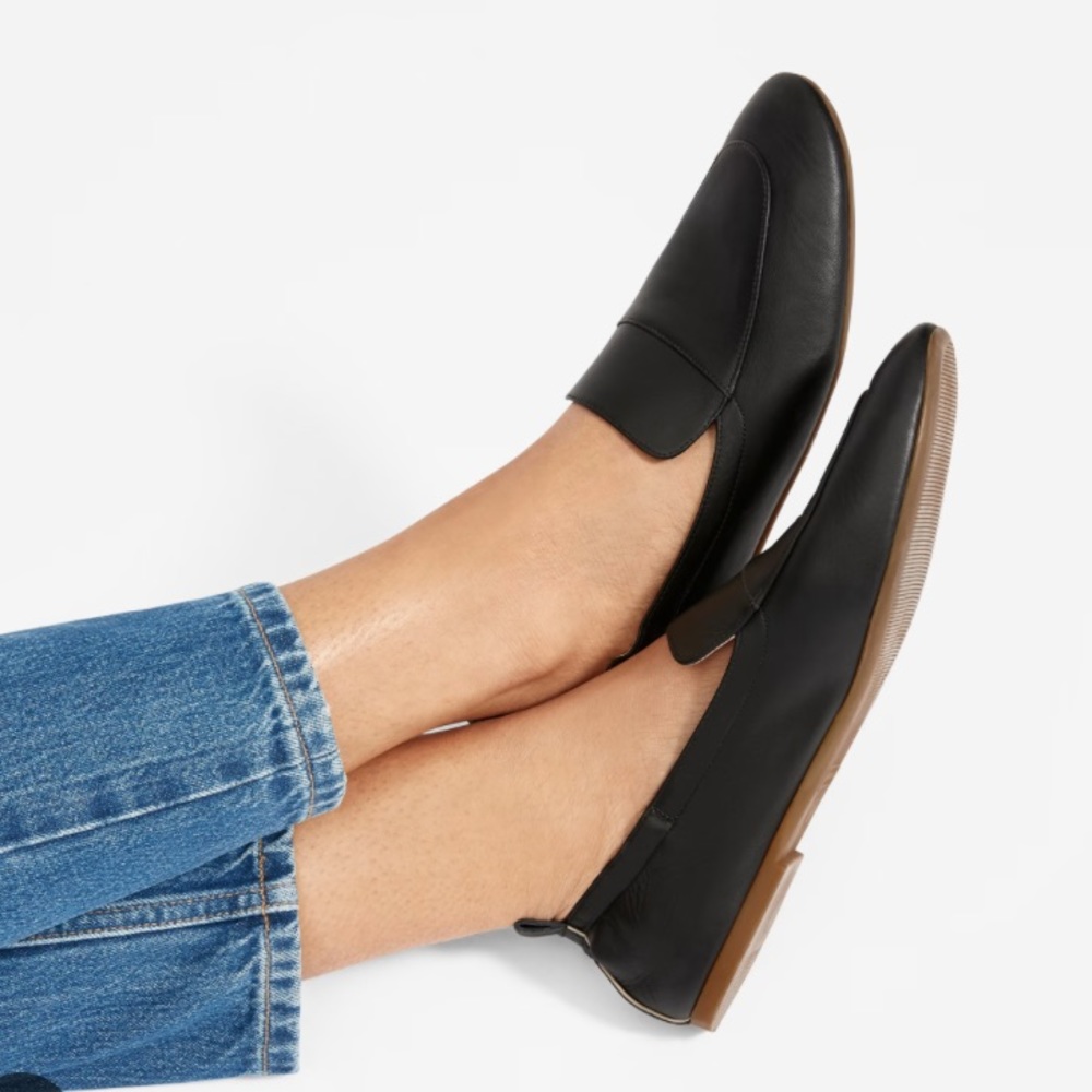 Everlane Day Loafer Black Smooth Leather 9.5 Flats